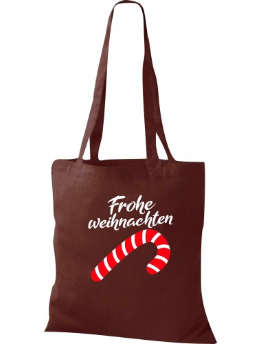 Kinder Tasche, Frohe Weihnachten Zuckerstange Merry Christmas, Tasche Beutel Shopper, braun