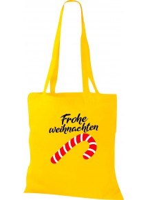 Kinder Tasche, Frohe Weihnachten Zuckerstange Merry Christmas, Tasche Beutel Shopper, gelb