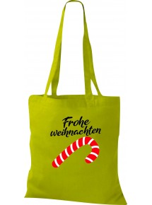 Kinder Tasche, Frohe Weihnachten Zuckerstange Merry Christmas, Tasche Beutel Shopper, kiwi