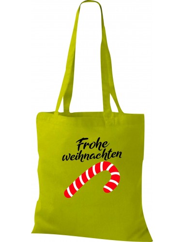 Kinder Tasche, Frohe Weihnachten Zuckerstange Merry Christmas, Tasche Beutel Shopper, kiwi