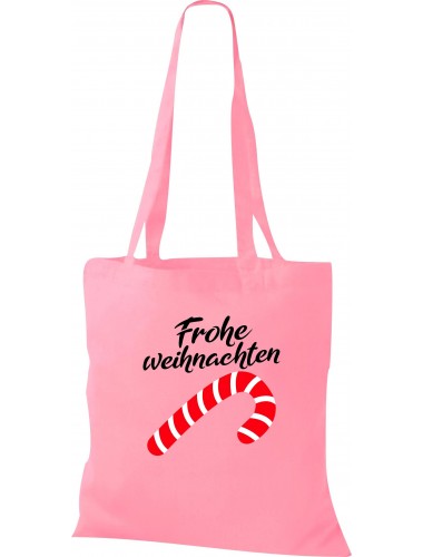 Kinder Tasche, Frohe Weihnachten Zuckerstange Merry Christmas, Tasche Beutel Shopper, rosa