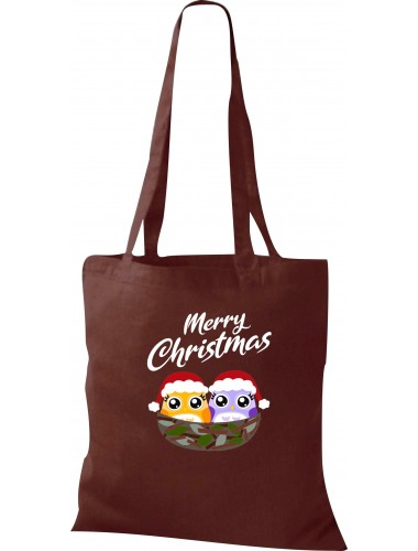 Kinder Tasche, Merry Christmas Eule Frohe Weihnachten, Tasche Beutel Shopper, braun