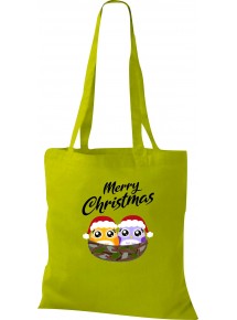 Kinder Tasche, Merry Christmas Eule Frohe Weihnachten, Tasche Beutel Shopper, kiwi