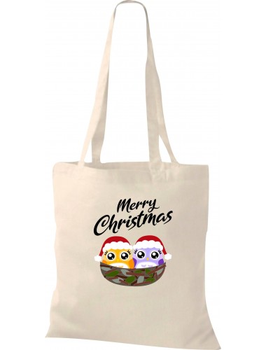Kinder Tasche, Merry Christmas Eule Frohe Weihnachten, Tasche Beutel Shopper, natur