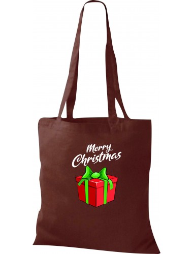 Kinder Tasche, Merry Christmas Geschenk Frohe Weihnachten, Tasche Beutel Shopper, braun