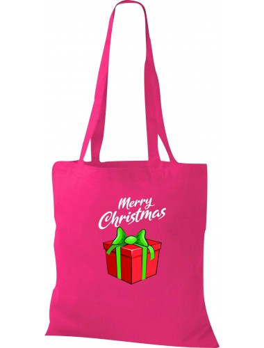Kinder Tasche, Merry Christmas Geschenk Frohe Weihnachten, Tasche Beutel Shopper, fuchsia