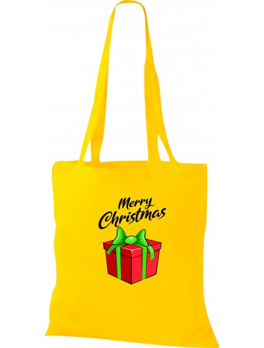 Kinder Tasche, Merry Christmas Geschenk Frohe Weihnachten, Tasche Beutel Shopper, gelb