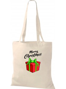 Kinder Tasche, Merry Christmas Geschenk Frohe Weihnachten, Tasche Beutel Shopper, natur