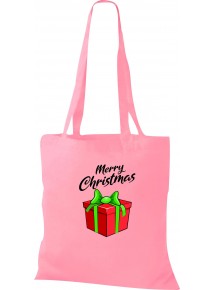 Kinder Tasche, Merry Christmas Geschenk Frohe Weihnachten, Tasche Beutel Shopper, rosa