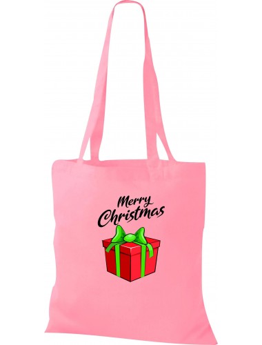 Kinder Tasche, Merry Christmas Geschenk Frohe Weihnachten, Tasche Beutel Shopper, rosa