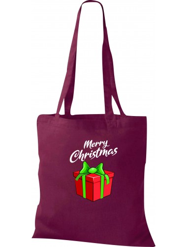 Kinder Tasche, Merry Christmas Geschenk Frohe Weihnachten, Tasche Beutel Shopper, weinrot