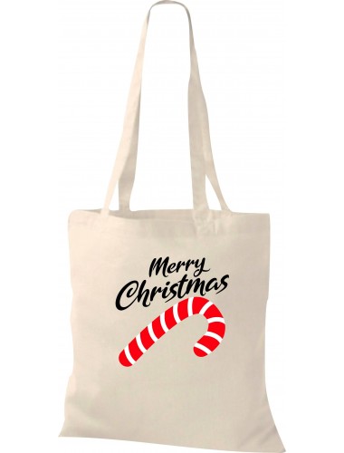 Kinder Tasche, Merry Christmas Zuckerstange Frohe Weihnachten, Tasche Beutel Shopper, natur