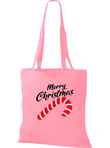 Kinder Tasche, Merry Christmas Zuckerstange Frohe Weihnachten, Tasche Beutel Shopper, rosa
