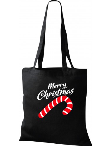 Kinder Tasche, Merry Christmas Zuckerstange Frohe Weihnachten, Tasche Beutel Shopper, schwarz