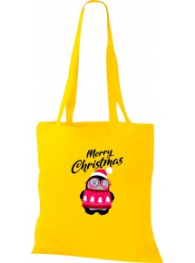 Kinder Tasche, Merry Christmas Pinguin Frohe Weihnachten, Tasche Beutel Shopper, gelb