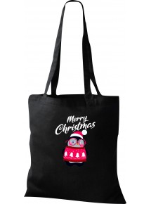 Kinder Tasche, Merry Christmas Pinguin Frohe Weihnachten, Tasche Beutel Shopper, schwarz