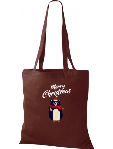 Kinder Tasche, Merry Christmas Bär Frohe Weihnachten, Tasche Beutel Shopper, braun