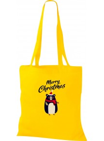 Kinder Tasche, Merry Christmas Bär Frohe Weihnachten, Tasche Beutel Shopper, gelb