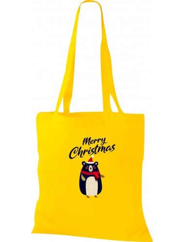 Kinder Tasche, Merry Christmas Bär Frohe Weihnachten, Tasche Beutel Shopper, gelb