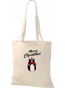 Kinder Tasche, Merry Christmas Bär Frohe Weihnachten, Tasche Beutel Shopper, natur