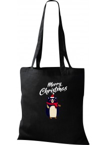 Kinder Tasche, Merry Christmas Bär Frohe Weihnachten, Tasche Beutel Shopper, schwarz