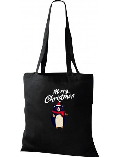 Kinder Tasche, Merry Christmas Bär Frohe Weihnachten, Tasche Beutel Shopper, schwarz