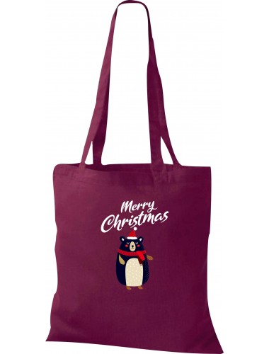 Kinder Tasche, Merry Christmas Bär Frohe Weihnachten, Tasche Beutel Shopper, weinrot