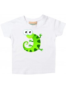 Baby Kids-T, Gecko Leguan Eidechse Tiere Tier Natur, weiss, 0-6 Monate