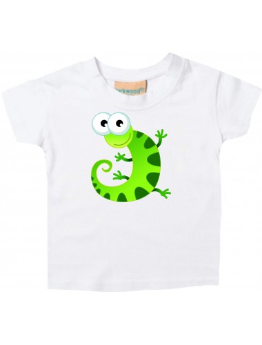 Baby Kids-T, Gecko Leguan Eidechse Tiere Tier Natur, weiss, 0-6 Monate