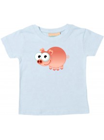 Baby Kids-T, Schwein Ferkel Pig Tiere Tier Natur, hellblau, 0-6 Monate