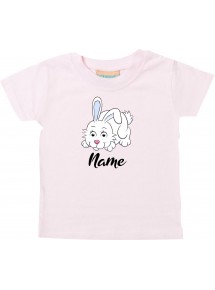Baby Kids-T, Hase Häschen Hoppelhase mit Wunschnamen Tiere Tier Natur, rosa, 0-6 Monate