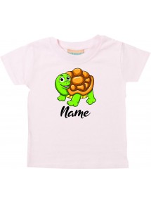 Baby Kids-T, Schildkröte Turtle mit Wunschnamen Tiere Tier Natur, rosa, 0-6 Monate