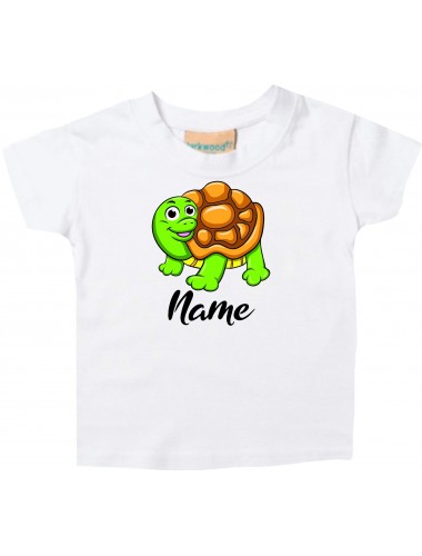 Baby Kids-T, Schildkröte Turtle mit Wunschnamen Tiere Tier Natur, weiss, 0-6 Monate