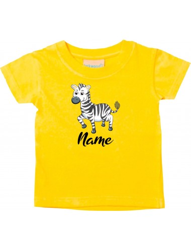Baby Kids-T, Zebra mit Wunschnamen Tiere Tier Natur, gelb, 0-6 Monate