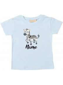 Baby Kids-T, Zebra mit Wunschnamen Tiere Tier Natur, hellblau, 0-6 Monate