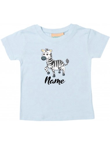 Baby Kids-T, Zebra mit Wunschnamen Tiere Tier Natur, hellblau, 0-6 Monate