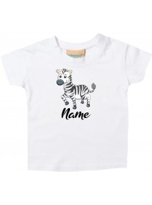 Baby Kids-T, Zebra mit Wunschnamen Tiere Tier Natur, weiss, 0-6 Monate