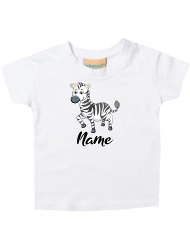 Baby Kids-T, Zebra mit Wunschnamen Tiere Tier Natur, weiss, 0-6 Monate