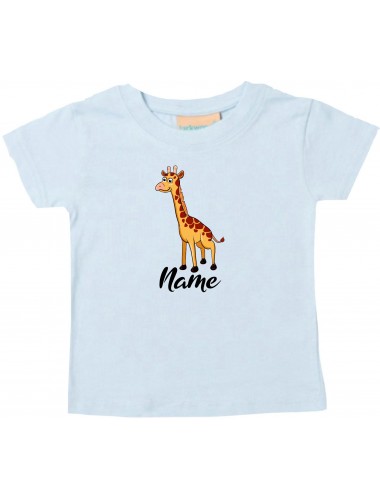 Baby Kids-T, Giraffe mit Wunschnamen Tiere Tier Natur, hellblau, 0-6 Monate