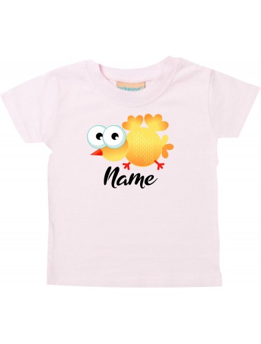 Baby Kids-T, Vogel Spatz Bird mit Wunschnamen Tiere Tier Natur, rosa, 0-6 Monate