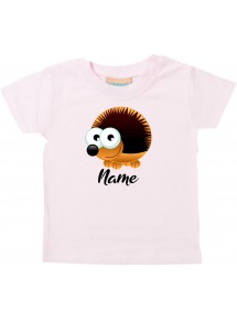 Baby Kids-T, Igel Hedgehog mit Wunschnamen Tiere Tier Natur, rosa, 0-6 Monate