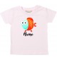 Baby Kids-T, Fisch Fish mit Wunschnamen Tiere Tier Natur, rosa, 0-6 Monate