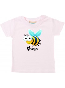 Baby Kids-T, Biene Wespe Bee mit Wunschnamen Tiere Tier Natur, rosa, 0-6 Monate