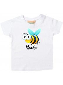 Baby Kids-T, Biene Wespe Bee mit Wunschnamen Tiere Tier Natur, weiss, 0-6 Monate
