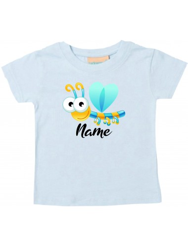 Baby Kids-T, Libelle Insekt mit Wunschnamen Tiere Tier Natur, hellblau, 0-6 Monate