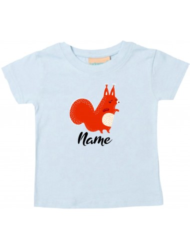 Baby Kids-T, Fuchs Fox mit Wunschnamen Tiere Tier Natur, hellblau, 0-6 Monate
