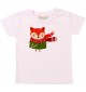 Baby Kids-T, Fuchs Fox Weihnachten Christmas Winter Schnee Tiere Tier Natur, rosa, 0-6 Monate