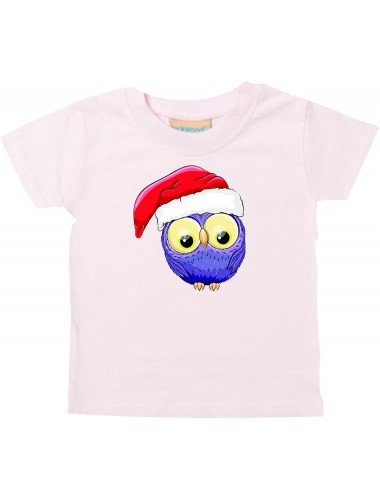 Baby Kids-T, Eule Owl Weihnachten Christmas Winter Schnee Tiere Tier Natur, rosa, 0-6 Monate
