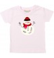 Baby Kids-T, Schneemann Snowman Weihnachten Christmas Winter Schnee Tiere Tier Natur, rosa, 0-6 Monate
