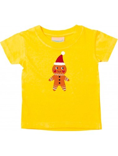 Baby Kids-T, Lebkuchen Lebkuchenfigur Plätzchen Weihnachten Winter Schnee Tiere Tier Natur, gelb, 0-6 Monate
